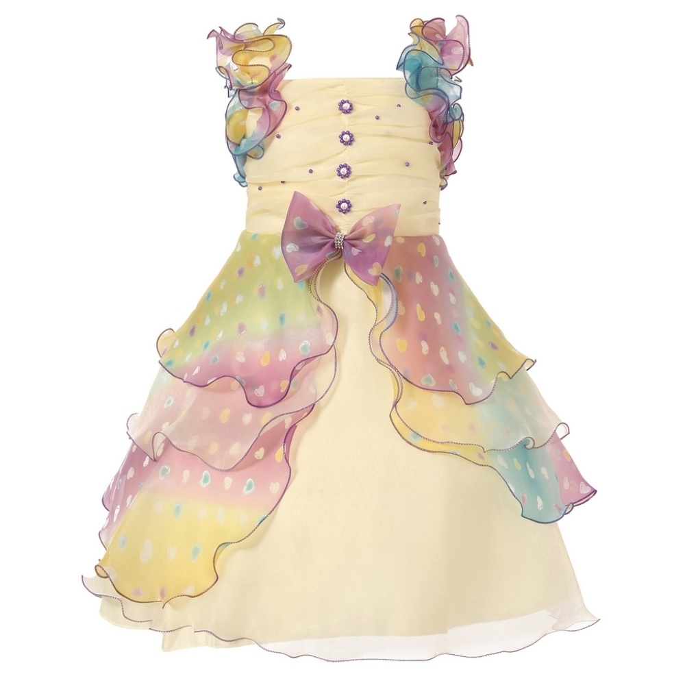 Dress with Pastel Ruffles and Pearls